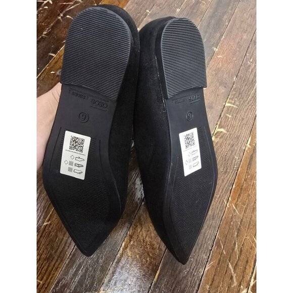 ASOS Design Lucky Pointed Ballet Falts in Black Suedette sz US 8 - Picture 8 of 10